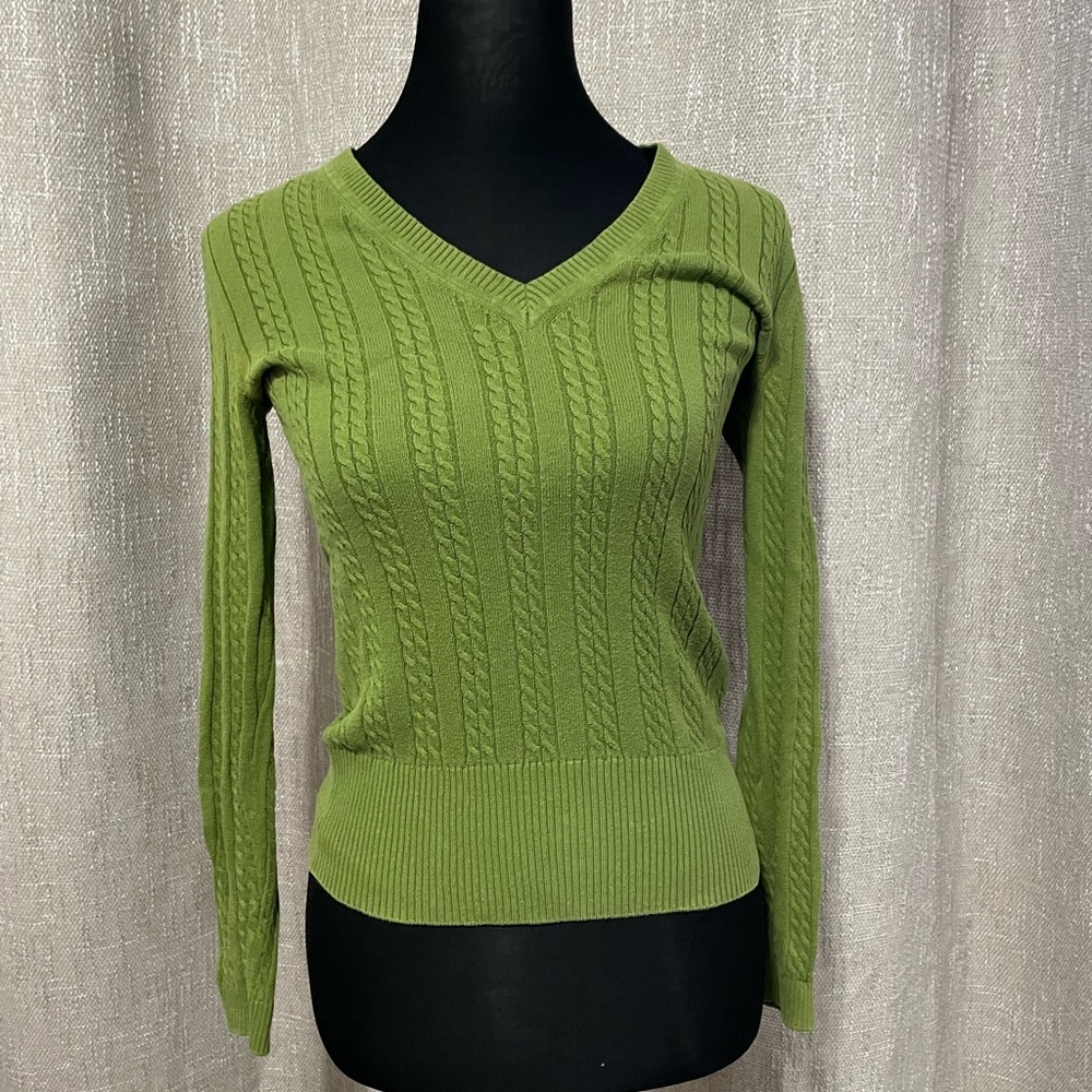 Tommy Hilfiger Olive V-Neck Sweater